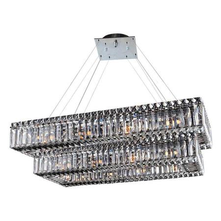 KALCO ALLEGRI Quantum Baguette 12In.W 2 Tier Rectangular Chandelier 11778-010-FR001